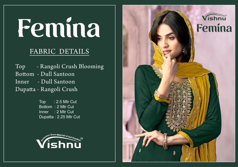 Femina By Vishnu Rangoli Crush Dress Material